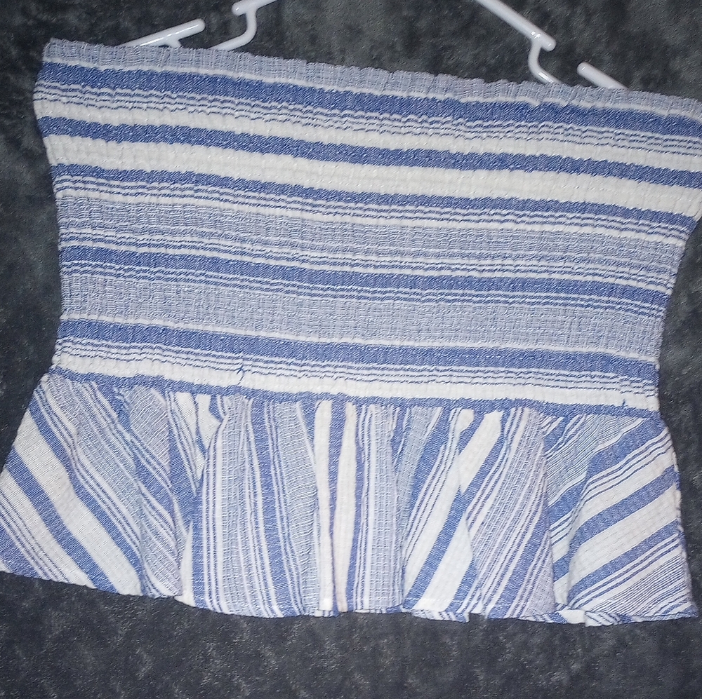 Striped Blue and White Women's Top